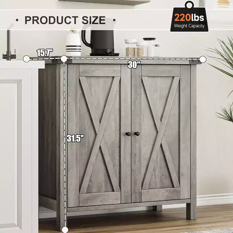 Petit buffet de rangement 2 pièces, meuble de rangement de style ferme avec 2 portes et étagères réglables, console d'entrée pour salon/salle à manger/cuisine