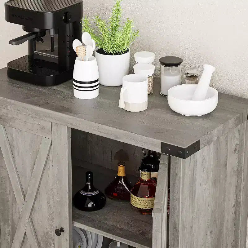 Petit buffet de rangement 2 pièces, meuble de rangement de style ferme avec 2 portes et étagères réglables, console d'entrée pour salon/salle à manger/cuisine