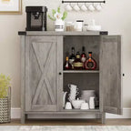 Petit buffet de rangement 2 pièces, meuble de rangement de style ferme avec 2 portes et étagères réglables, console d'entrée pour salon/salle à manger/cuisine