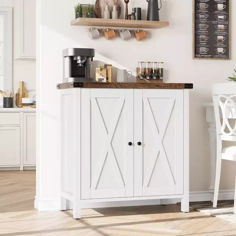 Petit buffet de rangement 2 pièces, meuble de rangement de style ferme avec 2 portes et étagères réglables, console d'entrée pour salon/salle à manger/cuisine