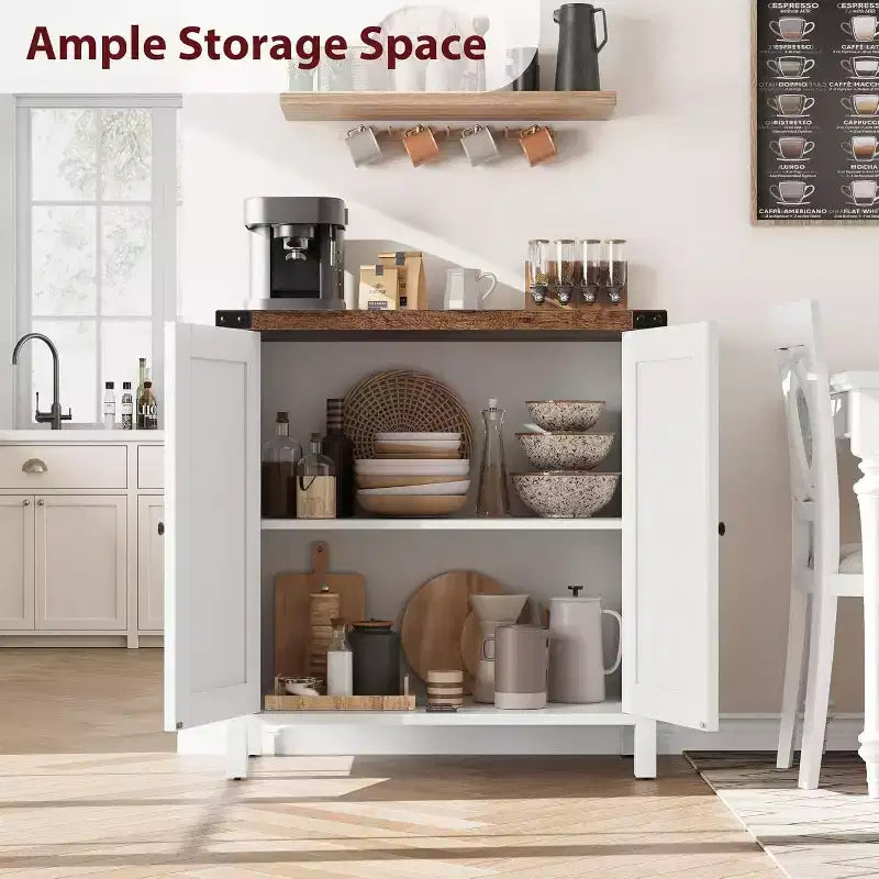 Petit buffet de rangement 2 pièces, meuble de rangement de style ferme avec 2 portes et étagères réglables, console d'entrée pour salon/salle à manger/cuisine