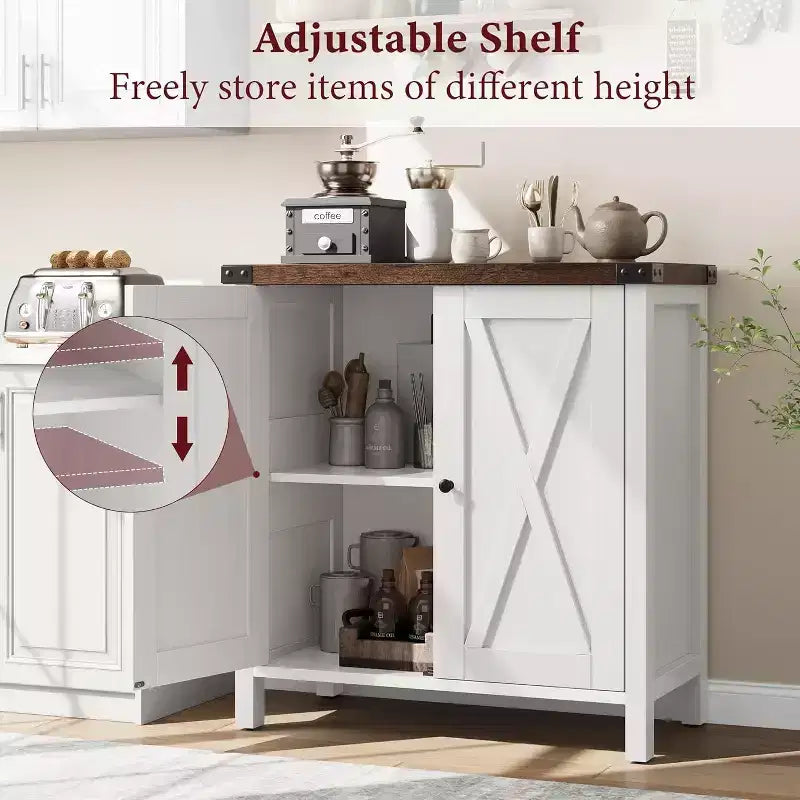 Petit buffet de rangement 2 pièces, meuble de rangement de style ferme avec 2 portes et étagères réglables, console d'entrée pour salon/salle à manger/cuisine