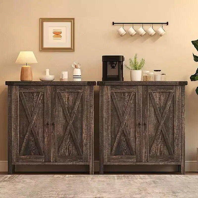 Petit buffet de rangement 2 pièces, meuble de rangement de style ferme avec 2 portes et étagères réglables, console d'entrée pour salon/salle à manger/cuisine