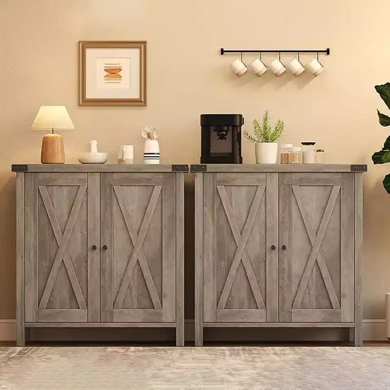 Petit buffet de rangement 2 pièces, meuble de rangement de style ferme avec 2 portes et étagères réglables, console d'entrée pour salon/salle à manger/cuisine