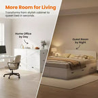 Ensemble de canapé convertible Mjkone avec lit escamotable et rangement, double/grand, matelas non inclus