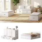Ensemble de canapé convertible Mjkone avec lit escamotable et rangement, double/grand, matelas non inclus