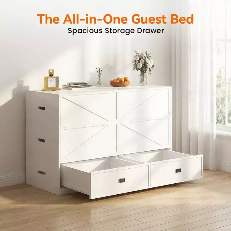 Ensemble de canapé convertible Mjkone avec lit escamotable et rangement, double/grand, matelas non inclus