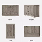 Buffet de ferme avec 5 tiroirs et 2 portes, meuble de bar à café en bois, étagères réglables, pour salle à manger, salon