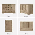 Buffet de ferme avec 5 tiroirs et 2 portes, meuble de bar à café en bois, étagères réglables, pour salle à manger, salon