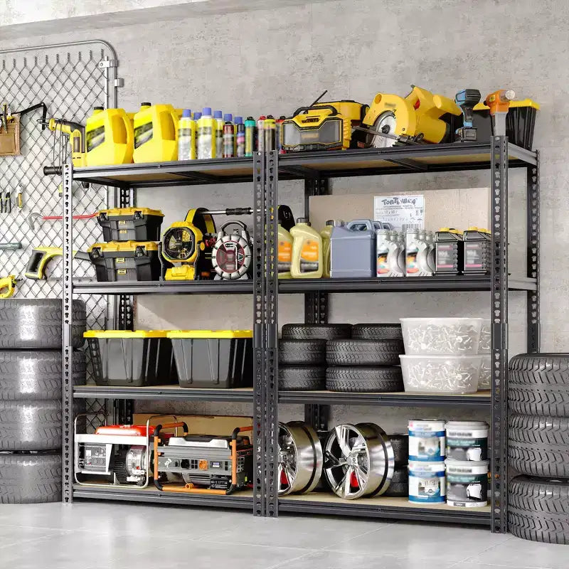 Étagère de rangement 40x20x60, rayonnage de garage métallique réglable à 4 niveaux, avec panneaux MDF, capacité de 2000 lb, organisateur utilitaire