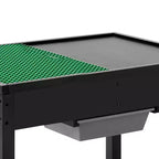 Table d'activités pour enfants avec plateau de blocs de construction réversible, table de jeu en bois avec 2 bacs de rangement pour les loisirs créatifs, l'apprentissage et le jeu, noir