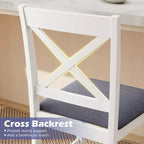 Lot de 2 tabourets de bar Costway en bois d'hévéa avec dossier en X, sièges rembourrés et repose-pieds (brun foncé et crème/blanc et gris)