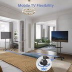Chariot TV mobile PERLESMITH avec roulettes pour téléviseurs LCD/LED/OLED de 32 à 60 pouces, étagère réglable en hauteur, supporte jusqu'à 40 kg, VESA maximum 400 x 400 mm