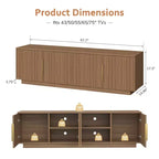 Meuble TV Zevemomo 67.7 de style rustique pour téléviseur de 75 pouces avec lumières LED 16 couleurs, 6 compartiments de rangement, console multimédia pour salon, marron