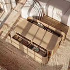 Table basse Homsee 4 tiroirs avec rangement – Table d'appoint moderne pour salon, finition chêne clair