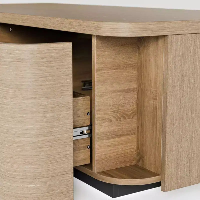 Table basse Homsee 4 tiroirs avec rangement – Table d'appoint moderne pour salon, finition chêne clair