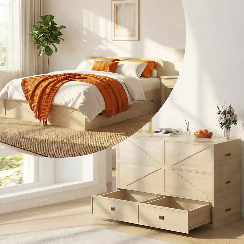 Lit escamotable convertible Mjkone avec tiroirs de rangement, ensemble canapé-lit d'appoint multifonctionnel, matelas non inclus