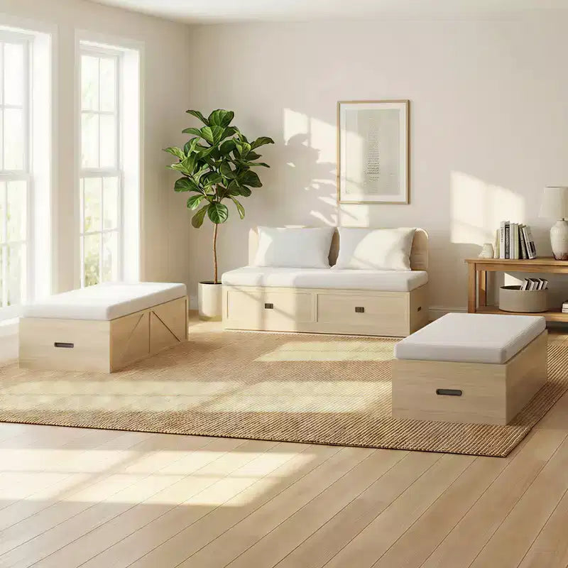 Lit escamotable convertible Mjkone avec tiroirs de rangement, ensemble canapé-lit d'appoint multifonctionnel, matelas non inclus