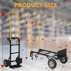 Diable convertible, chariot pliant 2 en 1 avec 4 roues increvables, capacité de 180 kg, pour déménagement, entrepôt, bureau et usage industriel