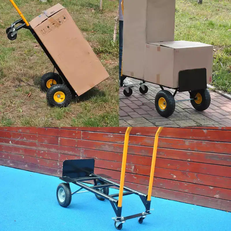 Diable convertible, chariot pliant 2 en 1 avec 4 roues increvables, capacité de 180 kg, pour déménagement, entrepôt, bureau et usage industriel