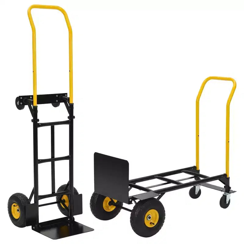Diable convertible, chariot pliant 2 en 1 avec 4 roues increvables, capacité de 180 kg, pour déménagement, entrepôt, bureau et usage industriel