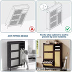 Meuble à chaussures autoportant pour entrée avec 3 tiroirs basculants, Organisateur de rangement à chaussures en bois moderne avec pieds en métal pour couloir et petits espaces