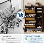 Meuble à chaussures autoportant pour entrée avec 3 tiroirs basculants, Organisateur de rangement à chaussures en bois moderne avec pieds en métal pour couloir et petits espaces