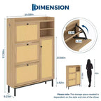 Meuble à chaussures autoportant pour entrée avec 3 tiroirs basculants, Organisateur de rangement à chaussures en bois moderne avec pieds en métal pour couloir et petits espaces