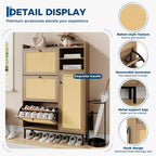 Meuble à chaussures autoportant pour entrée avec 3 tiroirs basculants, Organisateur de rangement à chaussures en bois moderne avec pieds en métal pour couloir et petits espaces