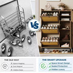Meuble à chaussures autoportant pour entrée avec 3 tiroirs basculants, Organisateur de rangement à chaussures en bois moderne avec pieds en métal pour couloir et petits espaces