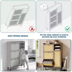 Meuble à chaussures autoportant pour entrée avec 3 tiroirs basculants, Organisateur de rangement à chaussures en bois moderne avec pieds en métal pour couloir et petits espaces
