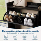 Meuble à chaussures autoportant pour entrée avec 3 tiroirs basculants, Organisateur de rangement à chaussures en bois moderne avec pieds en métal pour couloir et petits espaces