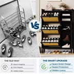 Meuble à chaussures autoportant pour entrée avec 3 tiroirs basculants, Organisateur de rangement à chaussures en bois moderne avec pieds en métal pour couloir et petits espaces