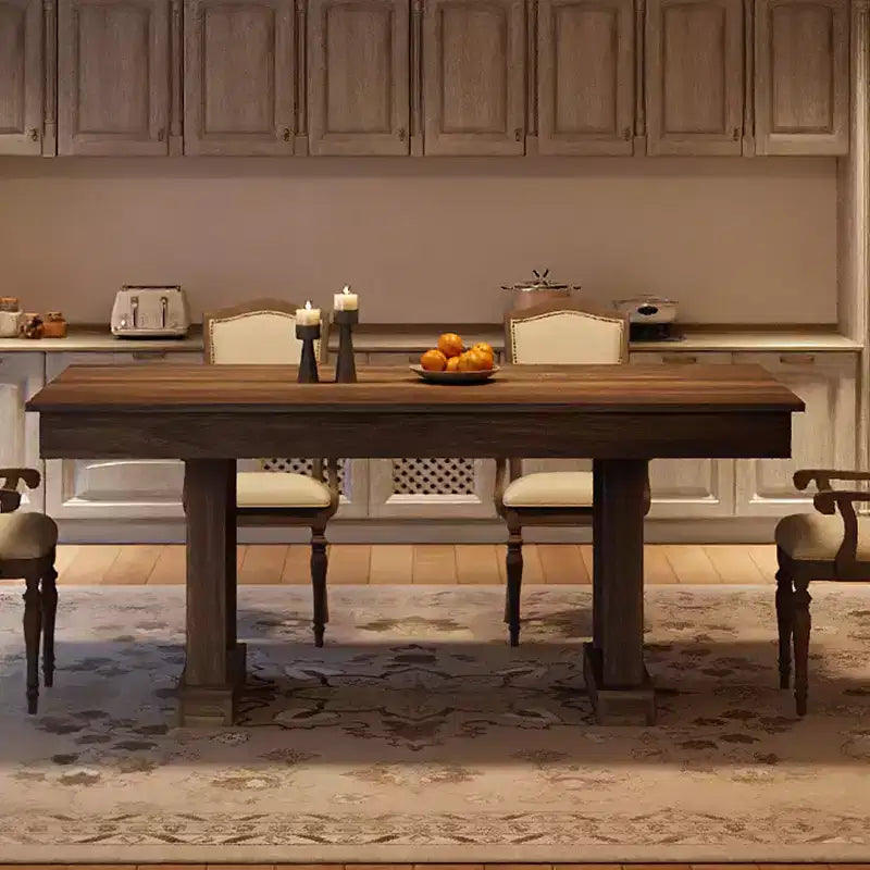 Table à manger rectangulaire en bois, style ferme, de 71 po, pour 6 à 8 personnes, table de cuisine avec 2 grands tiroirs et plateau épais, cadre robuste pour grande famille