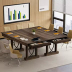Table à manger rectangulaire en bois, style ferme, de 71 po, pour 6 à 8 personnes, table de cuisine avec 2 grands tiroirs et plateau épais, cadre robuste pour grande famille