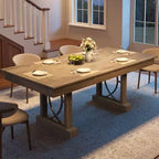 Table à manger rectangulaire en bois, style ferme, de 71 po, pour 6 à 8 personnes, table de cuisine avec 2 grands tiroirs et plateau épais, cadre robuste pour grande famille