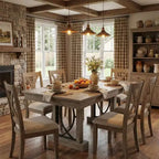 Table à manger rectangulaire en bois, style ferme, de 71 po, pour 6 à 8 personnes, table de cuisine avec 2 grands tiroirs et plateau épais, cadre robuste pour grande famille