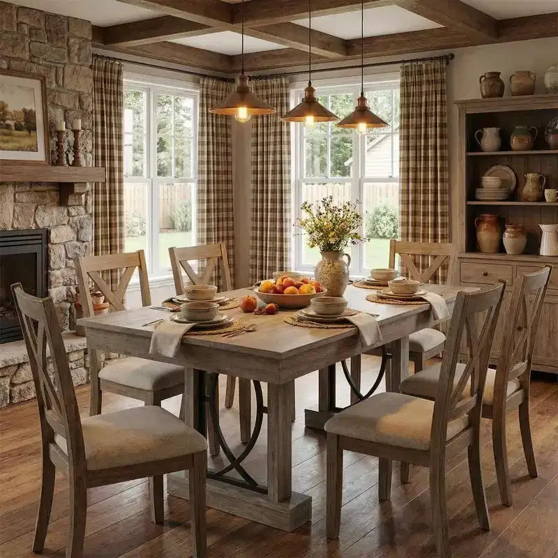 Table à manger rectangulaire en bois, style ferme, de 71 po, pour 6 à 8 personnes, table de cuisine avec 2 grands tiroirs et plateau épais, cadre robuste pour grande famille