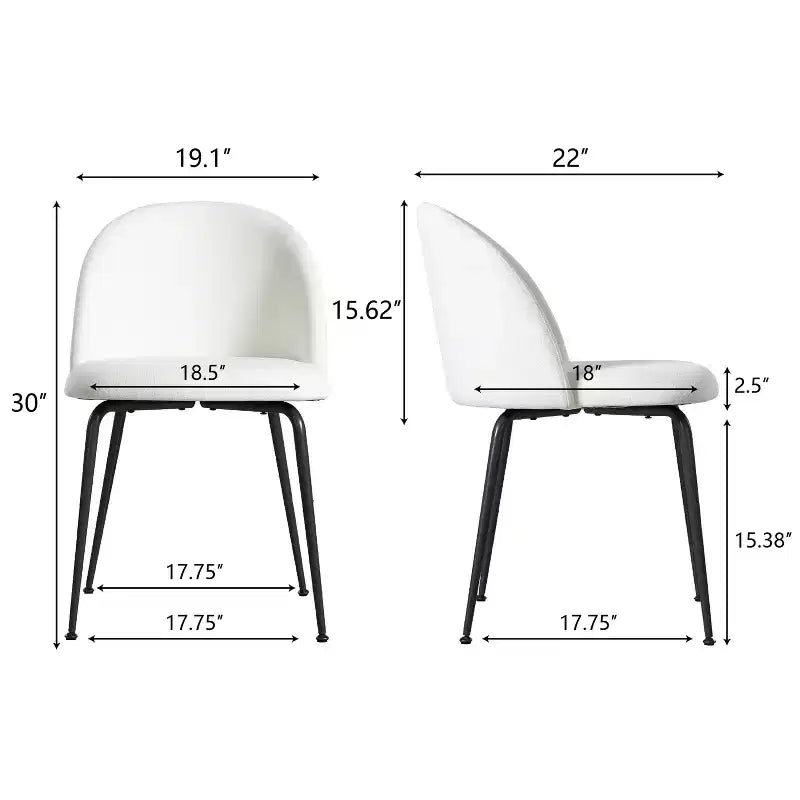 Chaise d'appoint Eileen 30 H rembourrée blanche