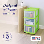HOMZ Chariot de rangement 3 tiroirs avec roulettes amovibles, moyen, cadre violet