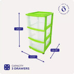 HOMZ Chariot de rangement 3 tiroirs avec roulettes amovibles, moyen, cadre violet