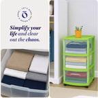HOMZ Chariot de rangement 3 tiroirs avec roulettes amovibles, moyen, cadre violet