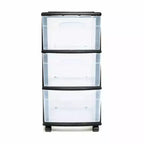 HOMZ Chariot de rangement 3 tiroirs avec roulettes amovibles, moyen, cadre violet