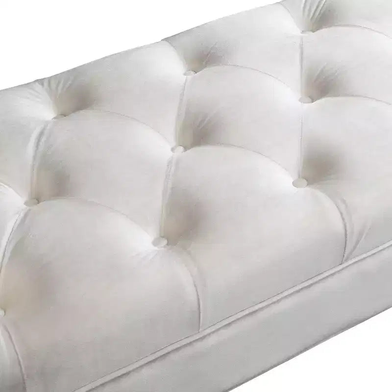 Banc de bout de lit Whisen, pouf de rangement, banc d'entrée avec velours capitonné, accoudoirs roulés, 2 coussins détachables, pieds en chêne massif, assemblage facile
