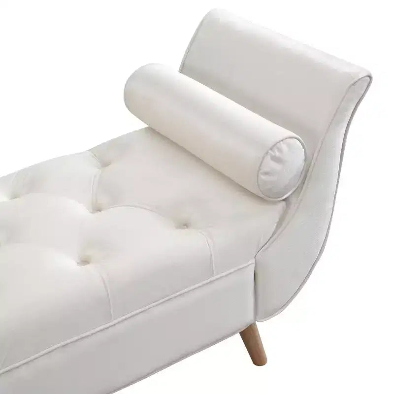 Banc de bout de lit Whisen, pouf de rangement, banc d'entrée avec velours capitonné, accoudoirs roulés, 2 coussins détachables, pieds en chêne massif, assemblage facile