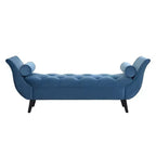 Banc de bout de lit Whisen, pouf de rangement, banc d'entrée avec velours capitonné, accoudoirs roulés, 2 coussins détachables, pieds en chêne massif, assemblage facile