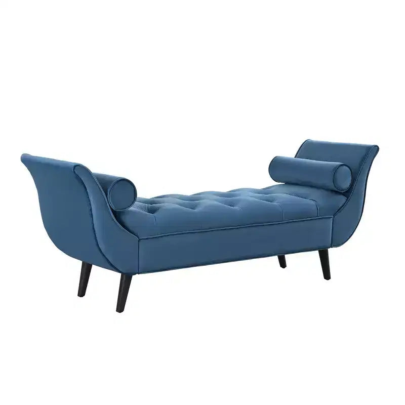 Banc de bout de lit Whisen, pouf de rangement, banc d'entrée avec velours capitonné, accoudoirs roulés, 2 coussins détachables, pieds en chêne massif, assemblage facile