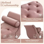 Banc de bout de lit Whisen, pouf de rangement, banc d'entrée avec velours capitonné, accoudoirs roulés, 2 coussins détachables, pieds en chêne massif, assemblage facile