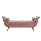 Banc de bout de lit Whisen, pouf de rangement, banc d'entrée avec velours capitonné, accoudoirs roulés, 2 coussins détachables, pieds en chêne massif, assemblage facile