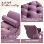 Banc de bout de lit Whisen, pouf de rangement, banc d'entrée avec velours capitonné, accoudoirs roulés, 2 coussins détachables, pieds en chêne massif, assemblage facile